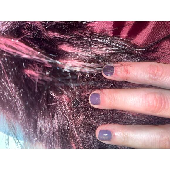 KAREN MILLEN Feather Tip Faux Fur Coat Purple Sz 6 Warm and Soft - Picture 10 of 12